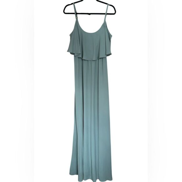 Show Me Your MuMu Blue/Gray/Green Caitlin Ruffled Maxi Dress. Size Large - Picture 2 of 8
